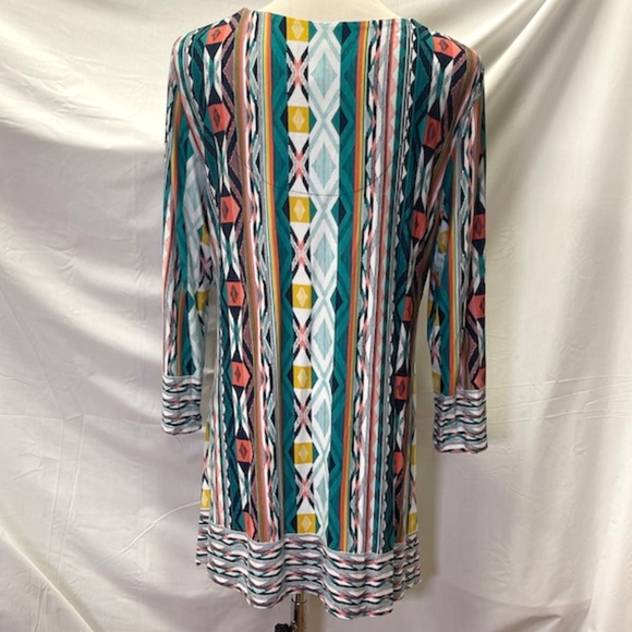 RUBY RD. Multicolor Native American Print Boho Tunic Top Size L - Picture 5 of 5